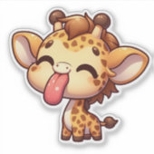 Schattigee Giraffe die zijn tong uitsteekt Sticker (Voorkant)