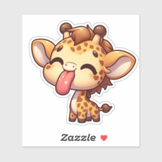 Schattigee Giraffe die zijn tong uitsteekt Sticker
