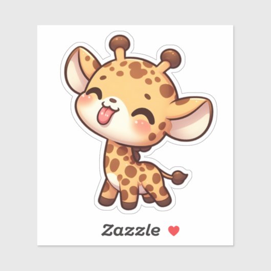 Schattigee Giraffe die zijn tong uitsteekt Sticker (Vel)