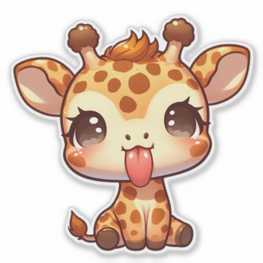 Schattigee Giraffe die zijn tong uitsteekt Sticker (Voorkant)