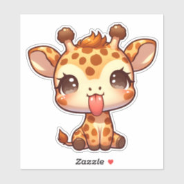 Schattigee Giraffe die zijn tong uitsteekt Sticker