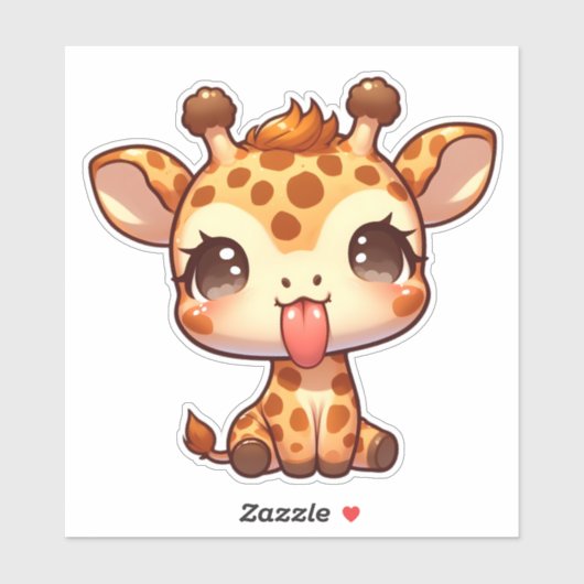 Schattigee Giraffe die zijn tong uitsteekt Sticker (Vel)