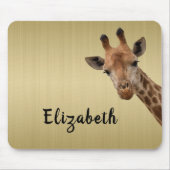 Schattigee Giraffe Dier Gepersonaliseerde Naam Muismat (Voorkant)