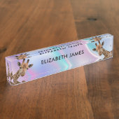 Schattigee Giraffe Dier Gepersonaliseerde Naam Naambordje (Zijkant)