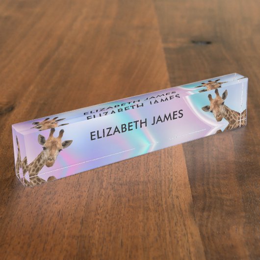 Schattigee Giraffe Dier Gepersonaliseerde Naam Naambordje (Zijkant)