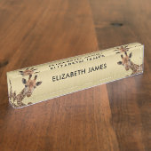 Schattigee Giraffe Dier Gepersonaliseerde Naam Naambordje (Zijkant)