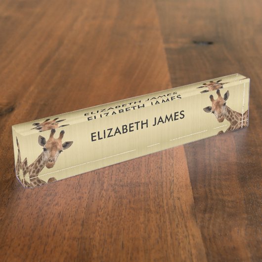 Schattigee Giraffe Dier Gepersonaliseerde Naam Naambordje (Zijkant)