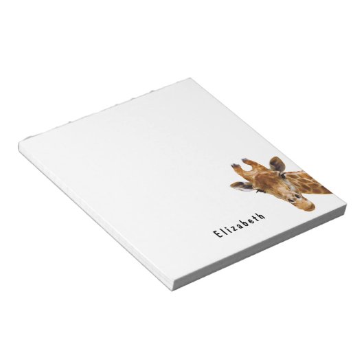 Schattigee Giraffe Dier Gepersonaliseerde Naam Notitieblok (Schuin)