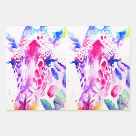Schattigee Giraffe dierentuin dierlijke patroon Wa Inpakpapier Vel (Voorkant 3)