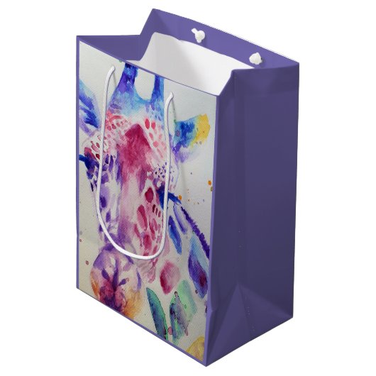 Schattigee Giraffe dierentuin dierlijke patroon Wa Medium Cadeauzakje (Voorkant Gekanteld)