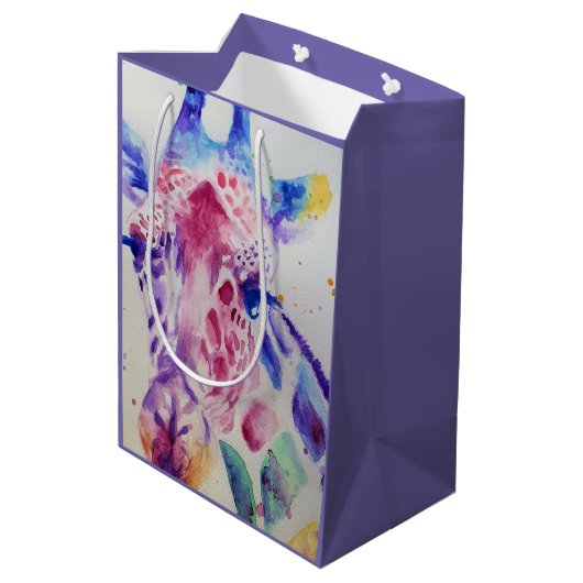 Schattigee Giraffe dierentuin dierlijke patroon Wa Medium Cadeauzakje (Achterkant Gekanteld)