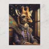 Schattigee Giraffe Fairy op een trein Briefkaart (Voorkant)