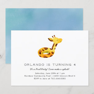 Schattigee Giraffe Floatie Pool Verjaardagsfeest Kaart