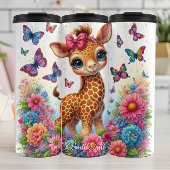 Schattigee Giraffe Flowers Butterflies Whimsical S Thermosbeker