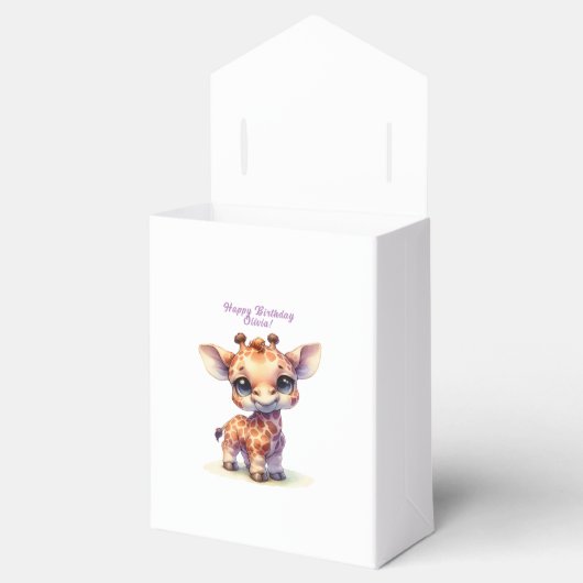 Schattigee giraffe gefeliciteerd bedankdoosjes (Geopend)