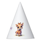 Schattigee giraffe gefeliciteerd feesthoedjes (Voorkant)