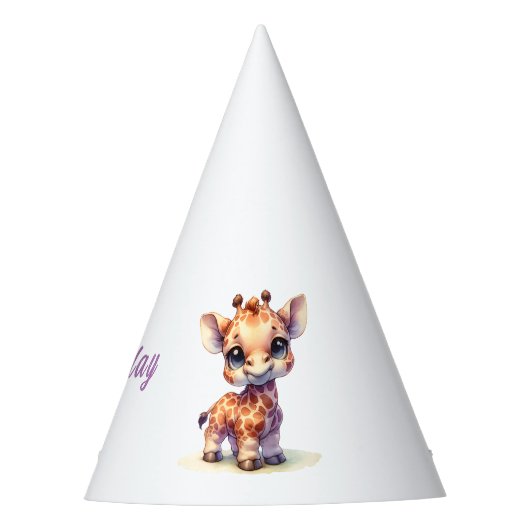 Schattigee giraffe gefeliciteerd feesthoedjes (Voorkant)