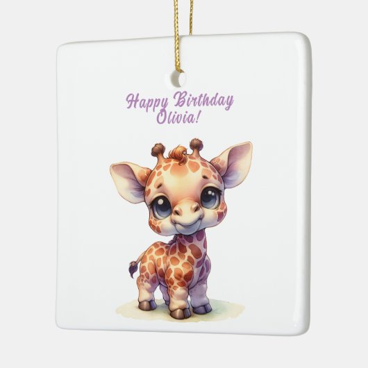 Schattigee giraffe gefeliciteerd keramisch ornament (Links)