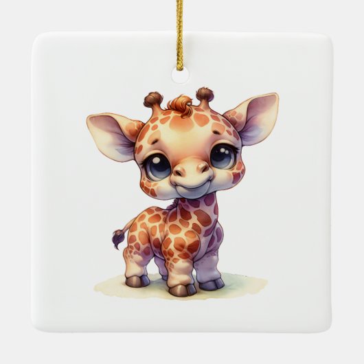 Schattigee giraffe gefeliciteerd keramisch ornament (Achterkant)