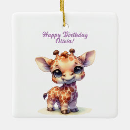 Schattigee giraffe gefeliciteerd keramisch ornament