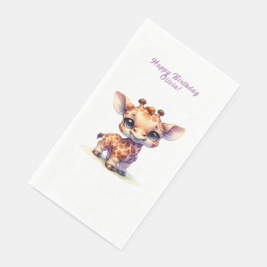 Schattigee giraffe gefeliciteerd servet (Hoek)