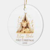 Schattigee Giraffe Genderneutraal Baby Eerste Kers Keramisch Ornament (Links)