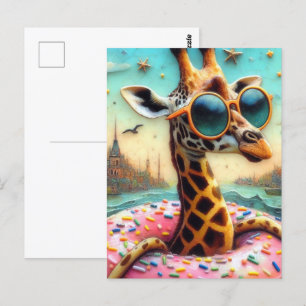 Schattigee Giraffe Genieten van een Float Trip in  Briefkaart