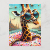 Schattigee Giraffe Genieten van een Float Trip in Briefkaart (Voorkant)