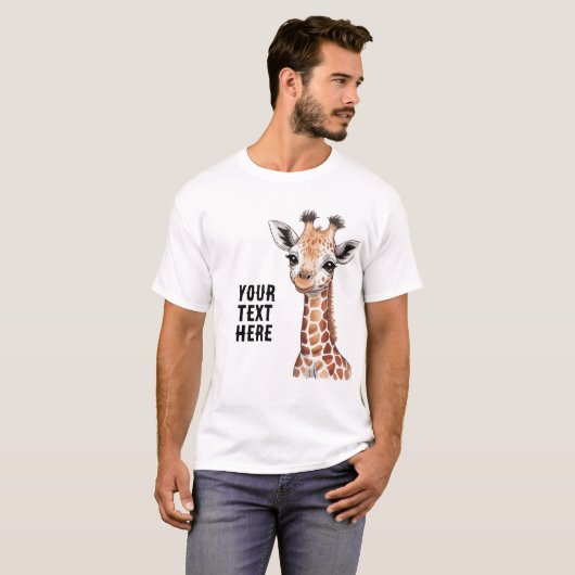 Schattigee Giraffe gepersonaliseerd T-shirt (Voorkant volledig)