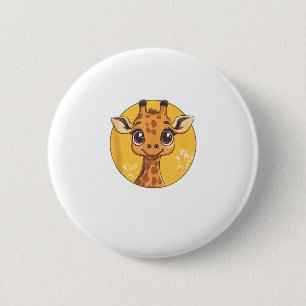 Schattigee Giraffe Gezicht Big Eyes Dierenvriend Ronde Button 5,7 Cm