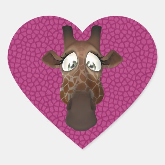 Schattigee Giraffe Gezicht Roze Dierenbontpatroon Hart Sticker (Voorkant)