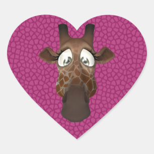 Schattigee Giraffe Gezicht Roze Dierenbontpatroon Hart Sticker