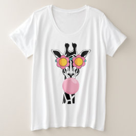 Schattigee Giraffe Grappige cartoon Grote Maat T-shirt