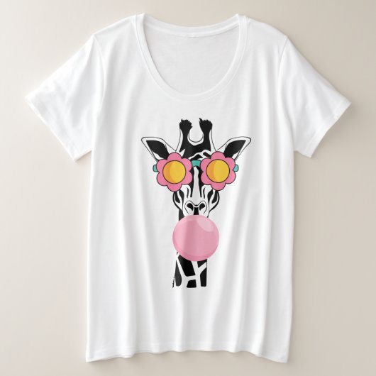 Schattigee Giraffe Grappige cartoon Grote Maat T-shirt (Design voorkant)