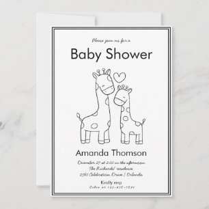 Schattigee Giraffe Hand getrokken baby shower Kaart