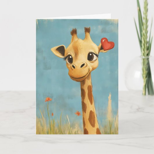 Schattigee Giraffe hart Feestdagen Kaart (Voorkant)