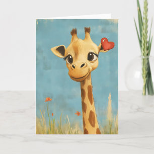 Schattigee Giraffe hart Feestdagen Kaart