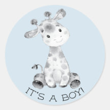 Schattigee Giraffe Het is een Boy Favor Sticker