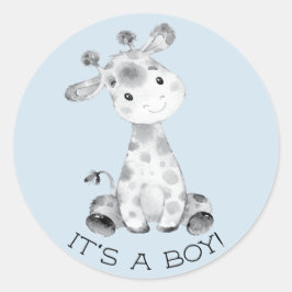 Schattigee Giraffe Het is een Boy Favor Sticker