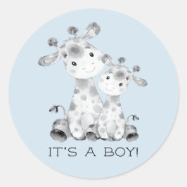Schattigee Giraffe Het is een Boy Favor Sticker