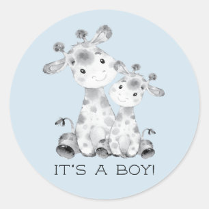 Schattigee Giraffe Het is een Boy Favor Sticker