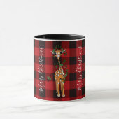 Schattigee Giraffe Holly Garland Rood Zwart Plaid Mok (Midden)