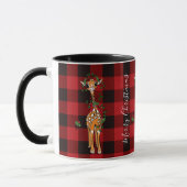 Schattigee Giraffe Holly Garland Rood Zwart Plaid Mok (Links)