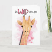 Schattigee Giraffe Ik ben wild over je Valentijnsd Feestdagen Kaart (Voorkant)