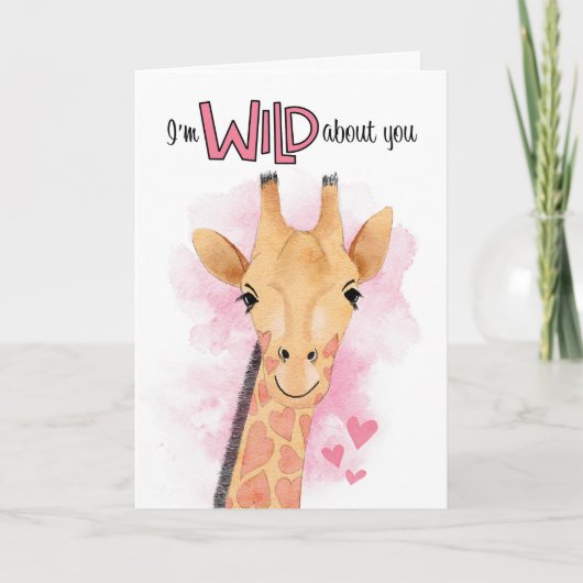 Schattigee Giraffe Ik ben wild over je Valentijnsd Feestdagen Kaart (Voorkant)