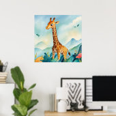 Schattigee Giraffe in Bergkwekerij Poster (Thuiskantoor)