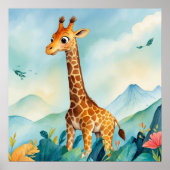 Schattigee Giraffe in Bergkwekerij Poster (Voorkant)