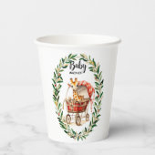 Schattigee Giraffe in Carriage Winter Baby shower Papieren Bekers (Achterkant)