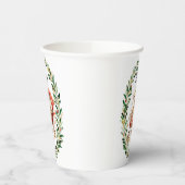 Schattigee Giraffe in Carriage Winter Baby shower Papieren Bekers (Links)