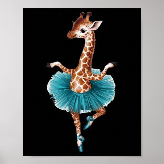 Schattigee Giraffe in een tutu dansen als een ball Poster (Voorkant)